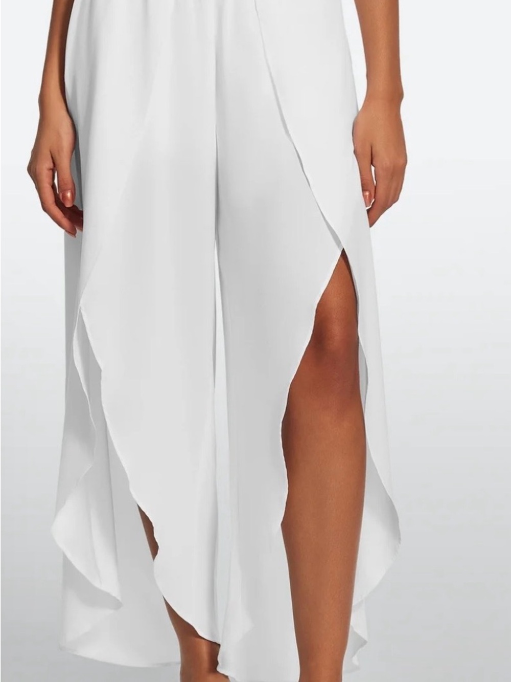 Split-Panel Wide Leg Pants in White